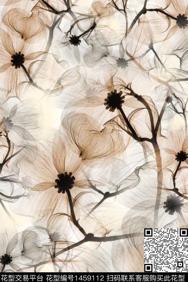 WC01510.jpg - 1459112 - 绿植树叶 线条 抽象花卉 - 数码印花花型 － 女装花型设计 － 瓦栏