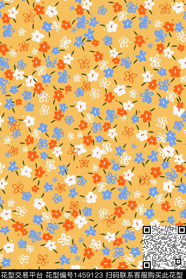 QYH304.jpg - 1459123 - 趋势花型 抽象花卉 可爱 - 数码印花花型 － 女装花型设计 － 瓦栏