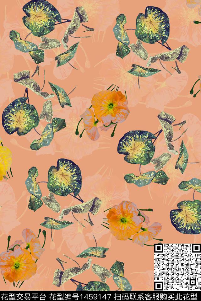花卉20068-3.jpg - 1459147 - 绿植树叶 扎染花型 花卉 - 数码印花花型 － 女装花型设计 － 瓦栏