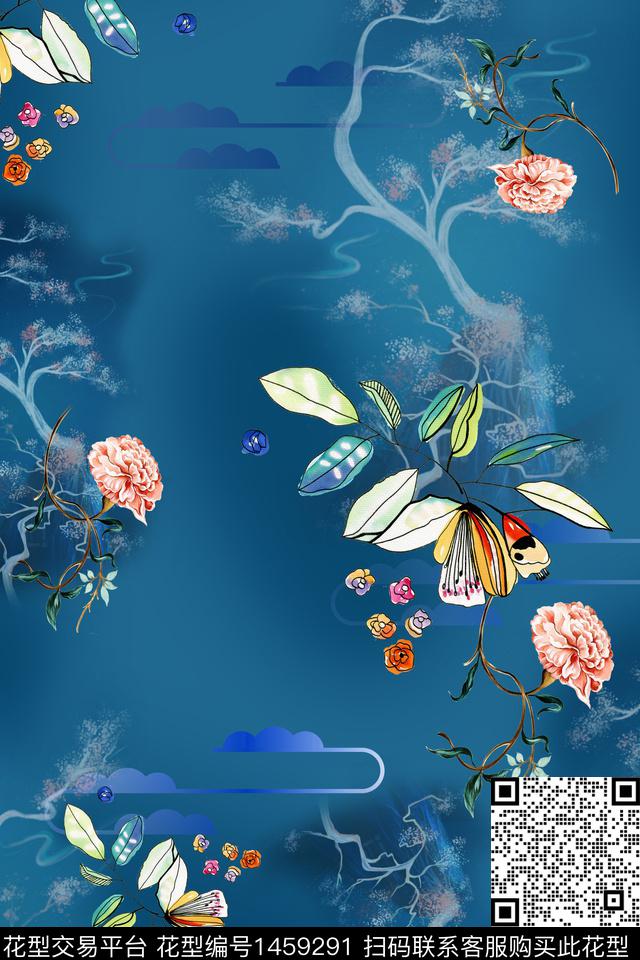 旗袍香云纱中国风数码印花花型下载（图片编号: 1459291） - 瓦栏（Walan）