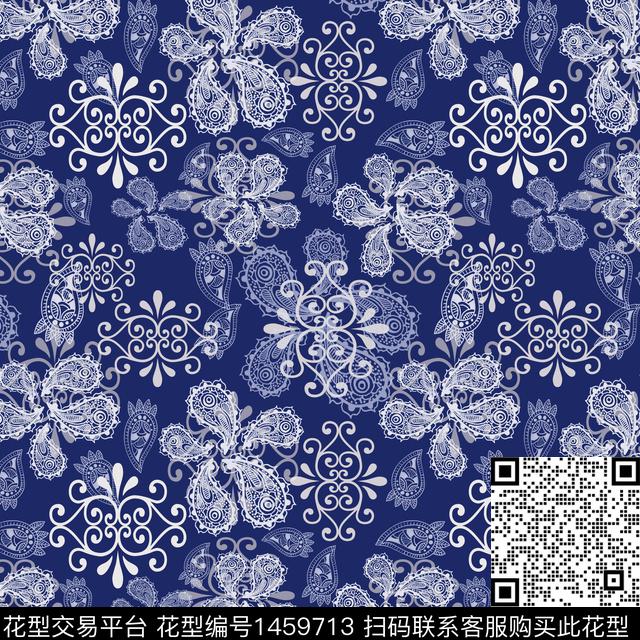 大牌风小碎花佩斯利图案数码印花花型下载（图片编号: 1459713） - 瓦栏（Walan）