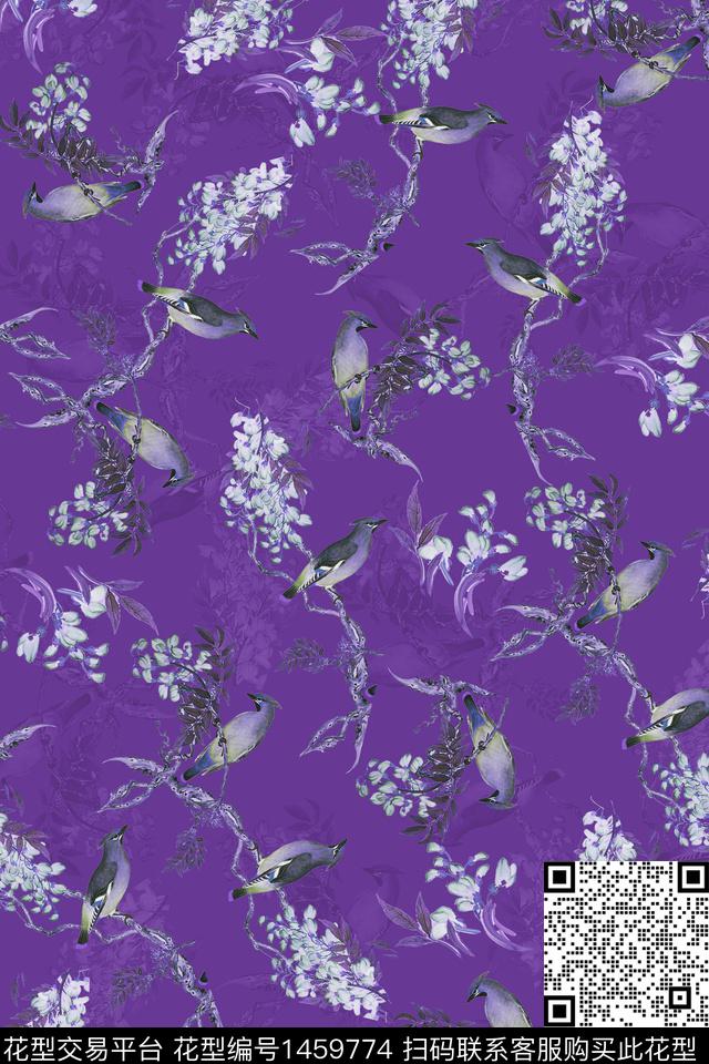 鸟花卉大牌风数码印花花型下载（图片编号: 1459774） - 瓦栏（Walan）
