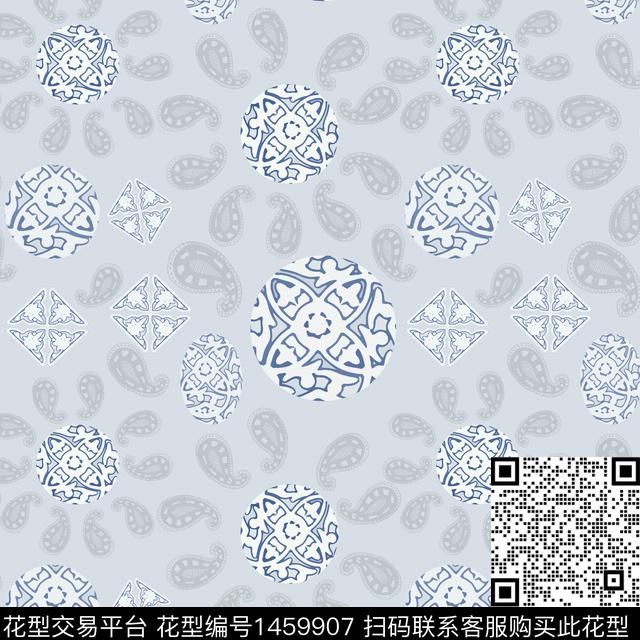 圆形民族风佩斯利图案传统印花花型下载（图片编号: 1459907） - 瓦栏（Walan）