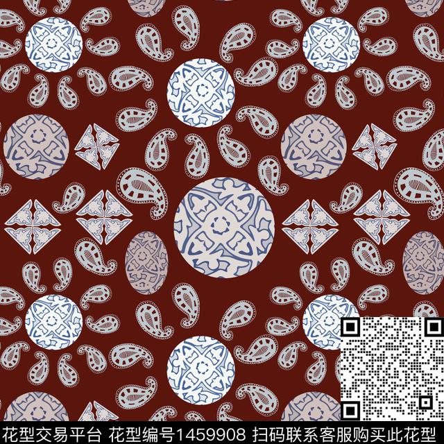 圆形民族风佩斯利图案传统印花花型下载（图片编号: 1459908） - 瓦栏（Walan）