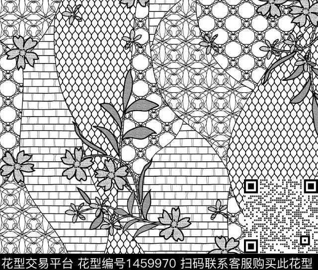 leisid-001g5.jpg - 1459970 - 黑白花型 民族花卉 连衣裙 - 数码印花花型 － 女装花型设计 － 瓦栏