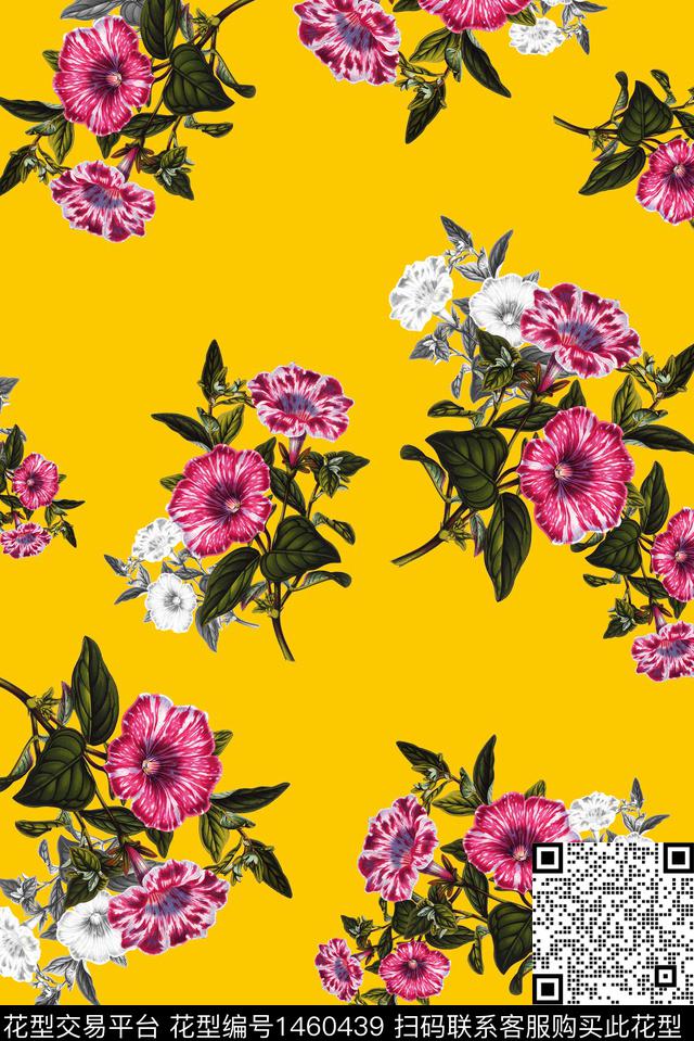 绿植树叶花卉大牌风数码印花花型下载（图片编号: 1460439） - 瓦栏（Walan）