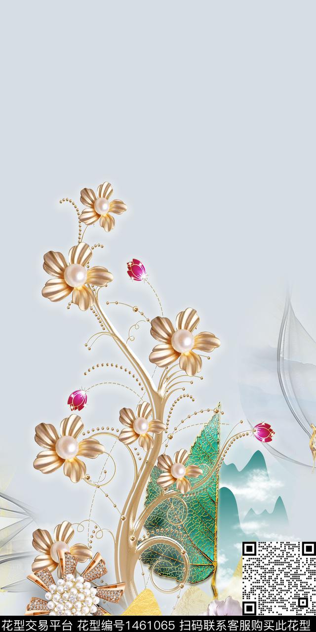 qx2281.jpg - 1461065 - 时尚 旗袍 中国 - 数码印花花型 － 女装花型设计 － 瓦栏