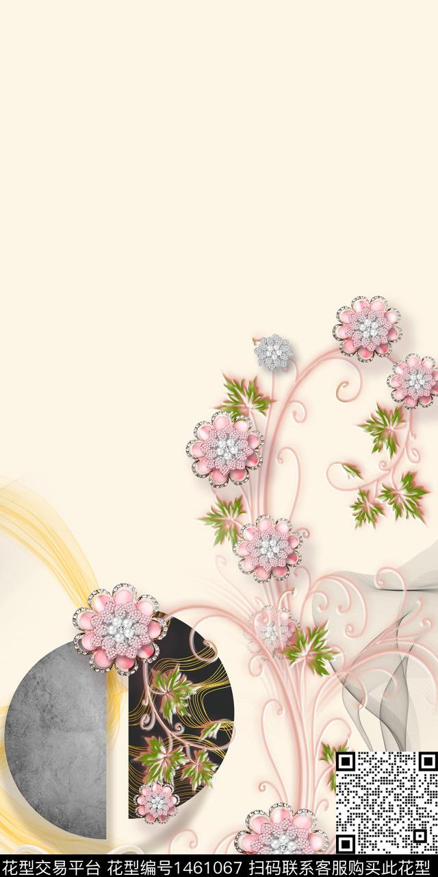 qx2283.jpg - 1461067 - 时尚 旗袍 中国 - 数码印花花型 － 女装花型设计 － 瓦栏