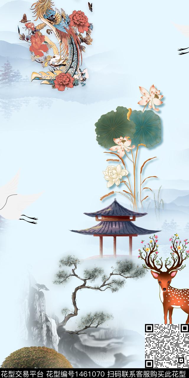 qx2286.jpg - 1461070 - 时尚 旗袍 中国 - 数码印花花型 － 女装花型设计 － 瓦栏