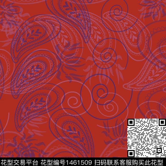 圆形民族风佩斯利图案传统印花花型下载（图片编号: 1461509） - 瓦栏（Walan）