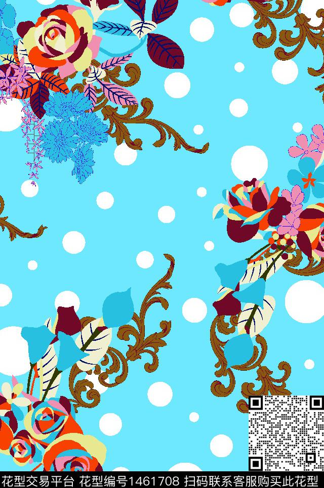 254-1.tif - 1461708 - 连衣裙 大牌风 小碎花 - 传统印花花型 － 女装花型设计 － 瓦栏
