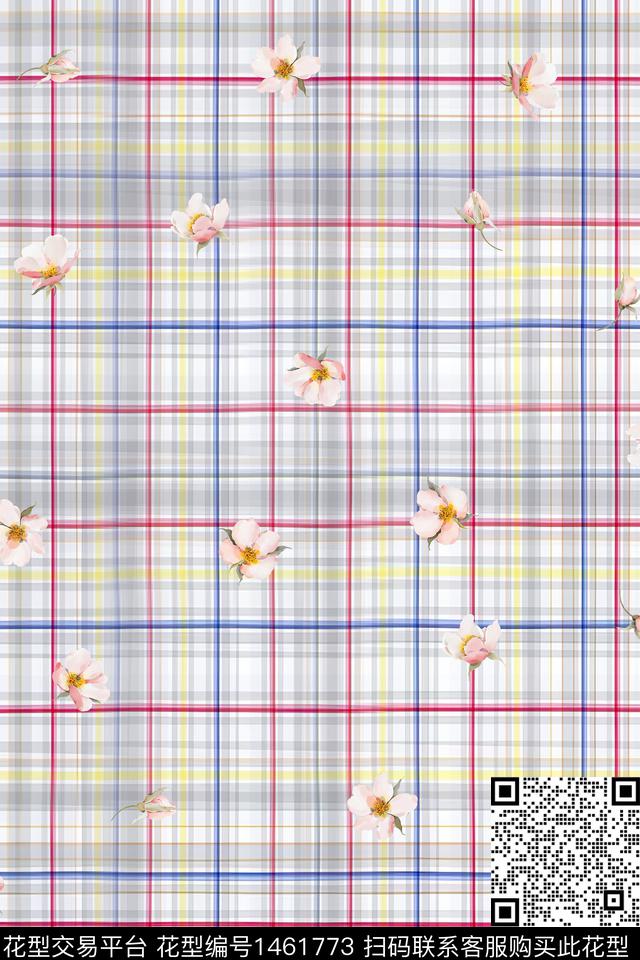 几何格子小清新数码印花花型下载（图片编号: 1461773） - 瓦栏（Walan）