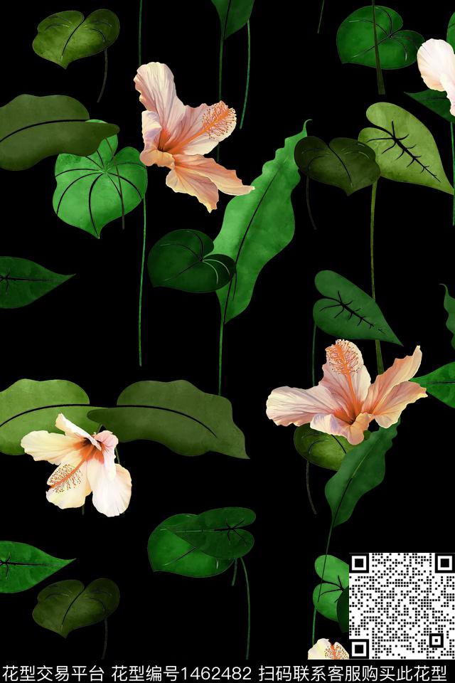 Z11773.jpg - 1462482 - 绿植树叶 花卉 大牌风 - 数码印花花型 － 女装花型设计 － 瓦栏
