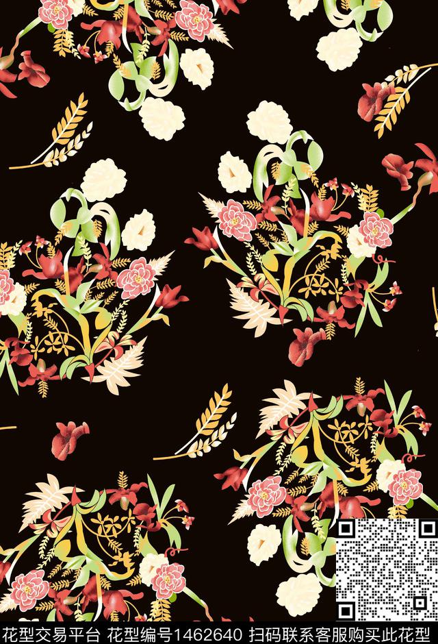 数码花型女装花卉数码印花花型下载（图片编号: 1462640） - 瓦栏（Walan）