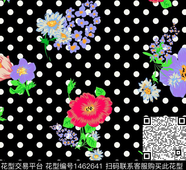 数码花型女装花卉数码印花花型下载（图片编号: 1462641） - 瓦栏（Walan）