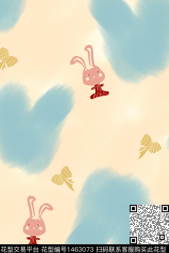 爱心蝴蝶结趣味数码印花花型下载（图片编号: 1463073） - 瓦栏（Walan）
