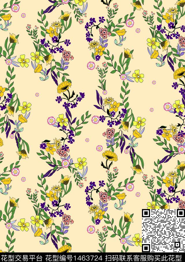 数码花型女装花卉数码印花花型下载（图片编号: 1463724） - 瓦栏（Walan）
