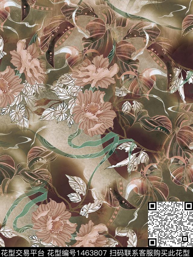 21-11-10.jpg - 1463807 - 数码花型 花卉 香云纱 - 数码印花花型 － 女装花型设计 － 瓦栏