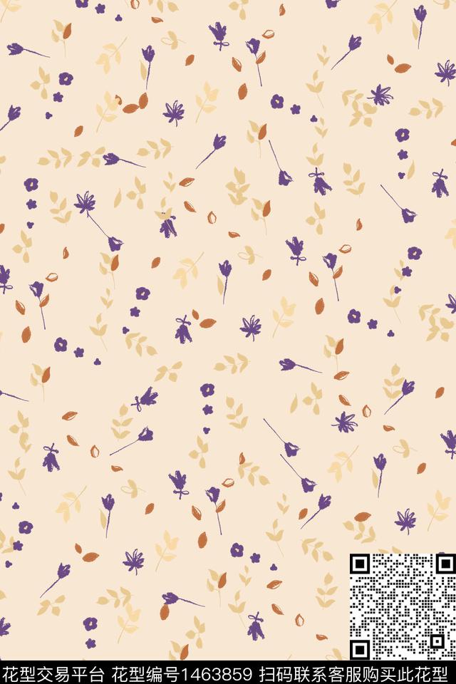 趋势花型小清新手绘数码印花花型下载（图片编号: 1463859） - 瓦栏（Walan）