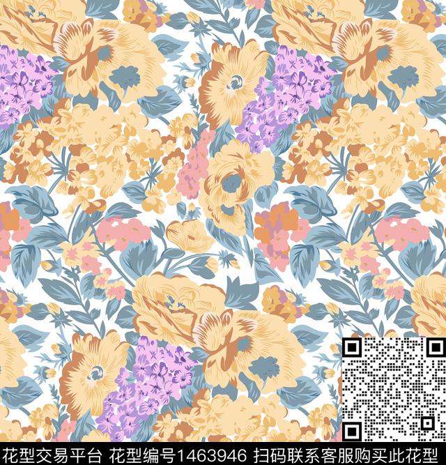 绿植树叶数码花型花卉数码印花花型下载（图片编号: 1463946） - 瓦栏（Walan）