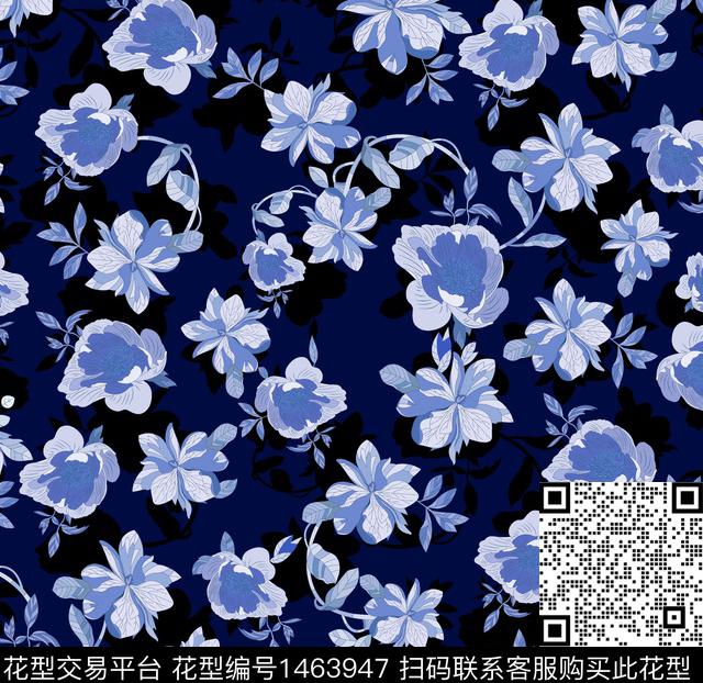 数码花型花卉矢量数码印花花型下载（图片编号: 1463947） - 瓦栏（Walan）