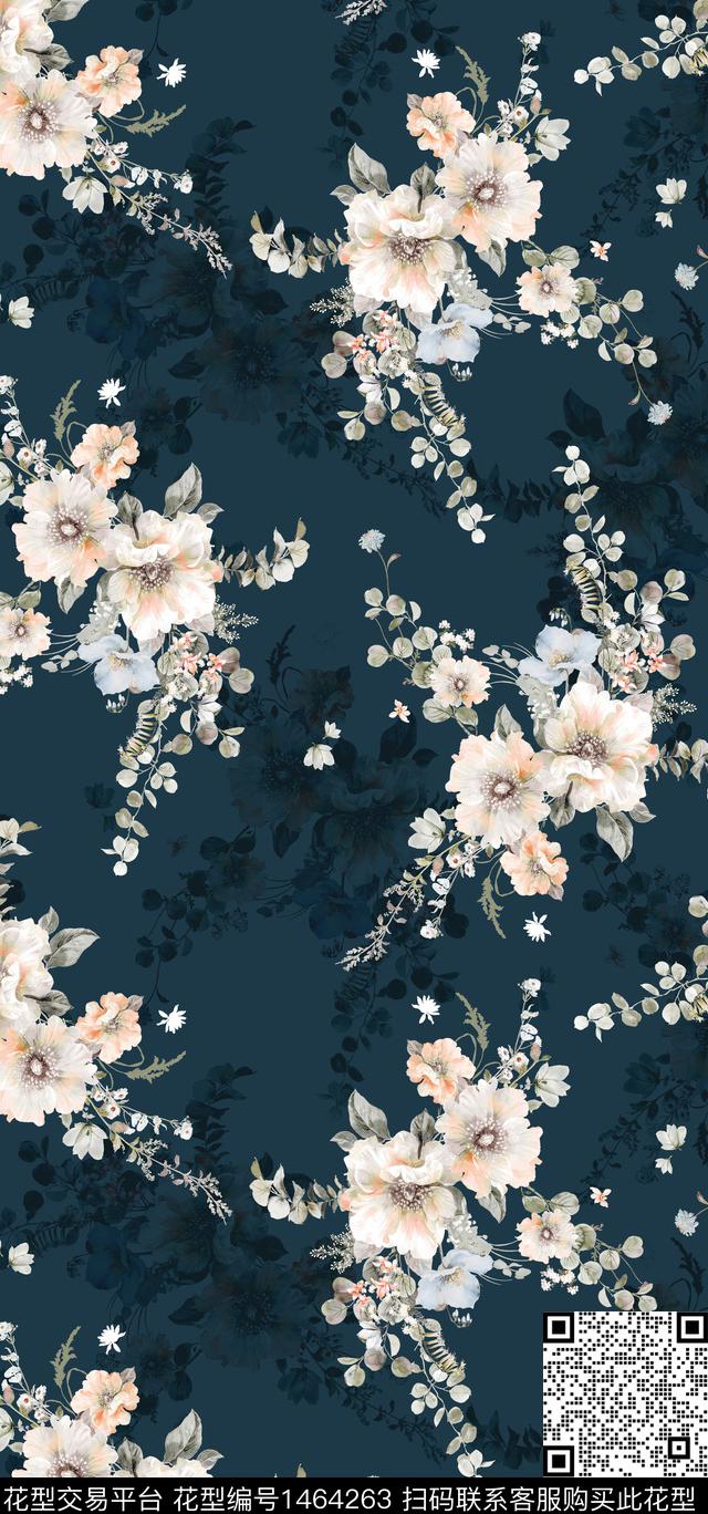 定位花绿植树叶数码花型数码印花花型下载（图片编号: 1464263） - 瓦栏（Walan）