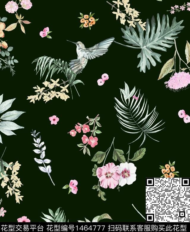 花鸟绿植树叶数码花型数码印花花型下载（图片编号: 1464777） - 瓦栏（Walan）