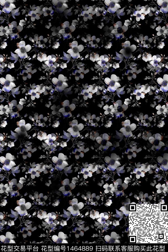 Z11868.jpg - 1464889 - 黑底花卉 花卉 大牌风 - 数码印花花型 － 女装花型设计 － 瓦栏