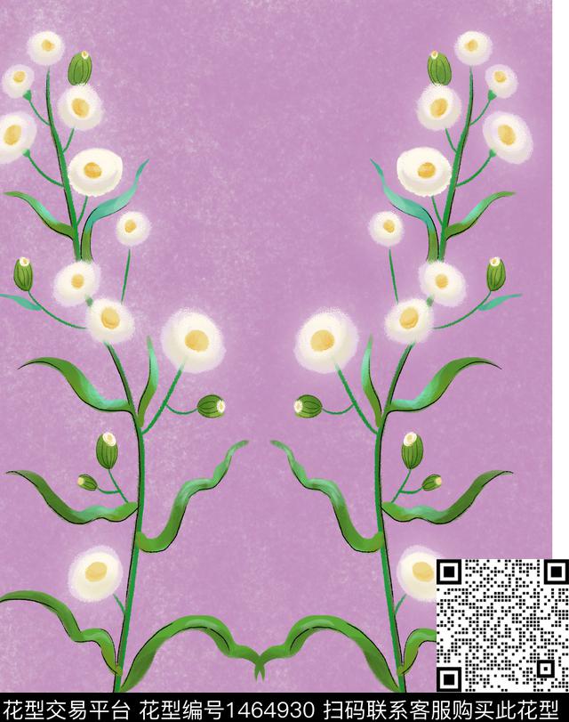 花型-独副.jpg - 1464930 - 定位花 花卉 小碎花 - 数码印花花型 － 女装花型设计 － 瓦栏