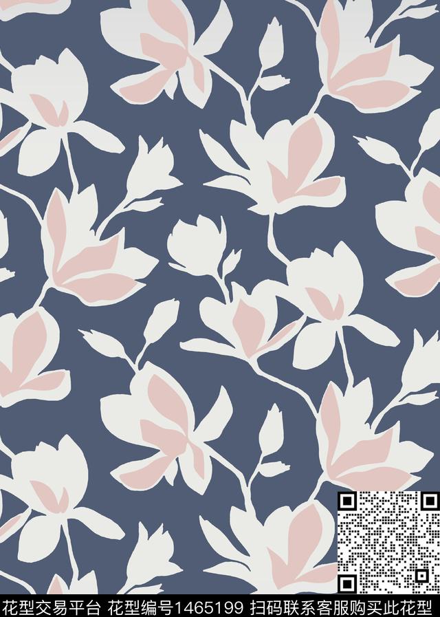 ZJY2021-09-17-06m-01.jpg - 1465199 - 动物花卉 灰色花 丝巾定位花 - 传统印花花型 － 床品花型设计 － 瓦栏