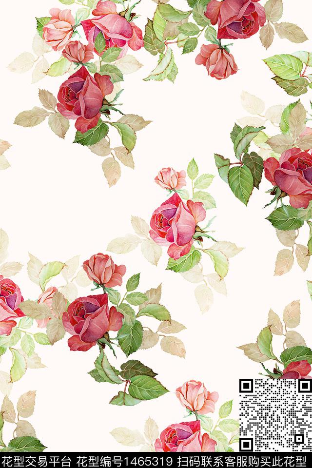 Z11872.jpg - 1465319 - 玫瑰花 花卉 大牌风 - 数码印花花型 － 女装花型设计 － 瓦栏