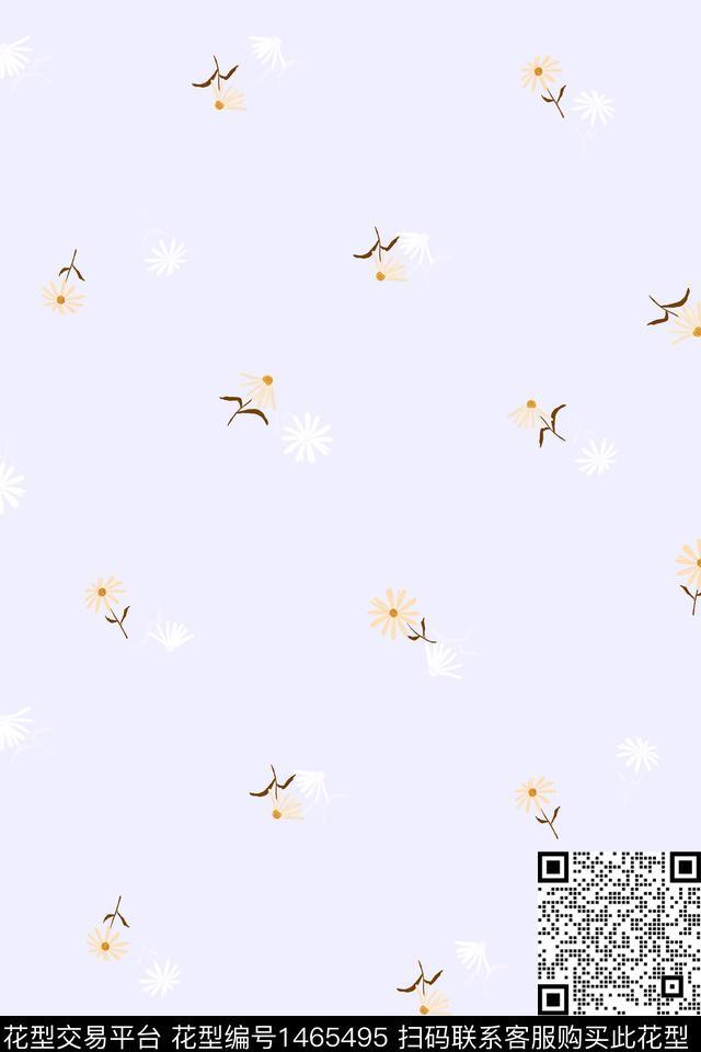 趋势花型花卉小雏菊数码印花花型下载（图片编号: 1465495） - 瓦栏（Walan）
