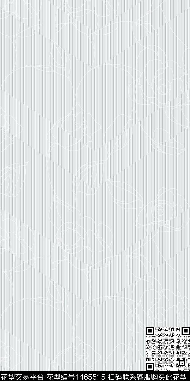 线条玫瑰花数码印花花型下载（图片编号: 1465515） - 瓦栏（Walan）