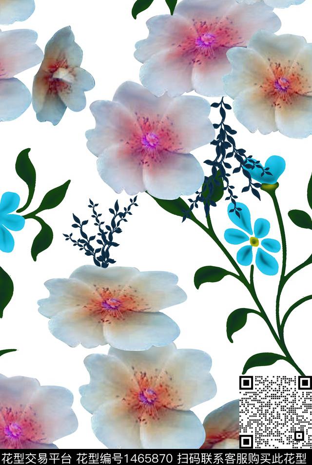 2021-11-28双色花.jpg - 1465870 - 双色 定位花 花卉 - 数码印花花型 － 女装花型设计 － 瓦栏