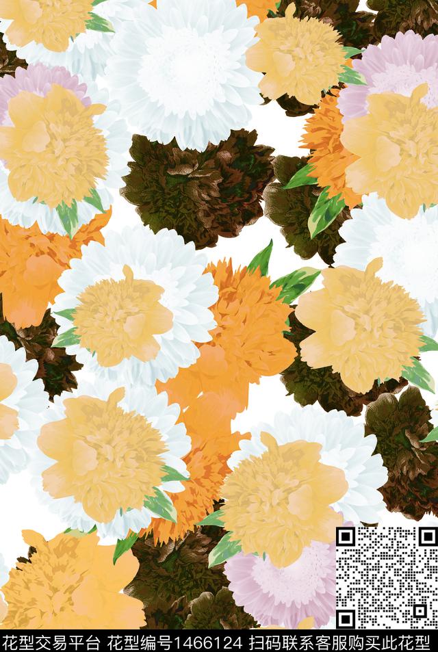 绿植树叶数码花型女装数码印花花型下载（图片编号: 1466124） - 瓦栏（Walan）