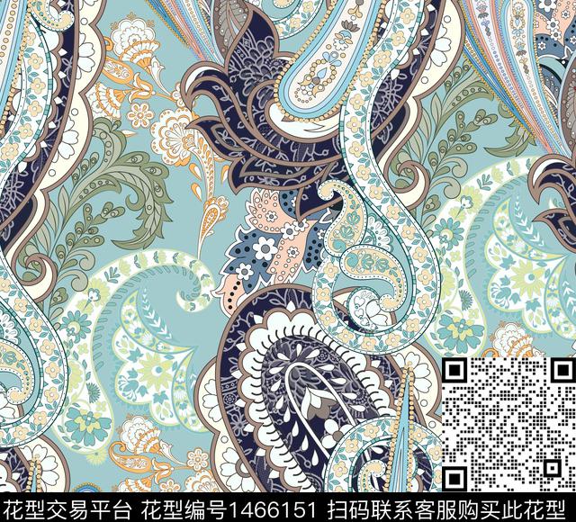 2021120102.jpg - 1466151 - 传统纹样 纹理 佩斯利 - 数码印花花型 － 女装花型设计 － 瓦栏