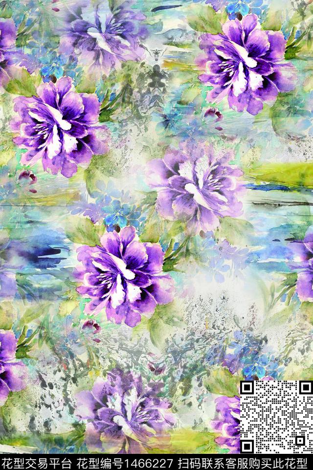 Z180717#01.jpg - 1466227 - 田园 动物花卉 颜色 - 数码印花花型 － 女装花型设计 － 瓦栏