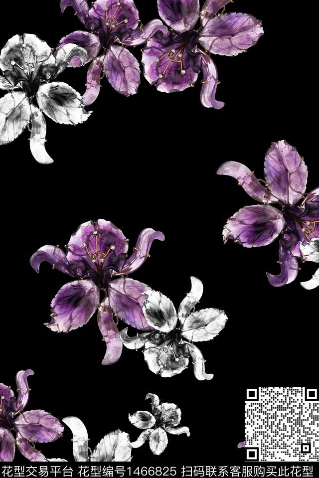 绿植树叶花卉大牌风数码印花花型下载（图片编号: 1466825） - 瓦栏（Walan）