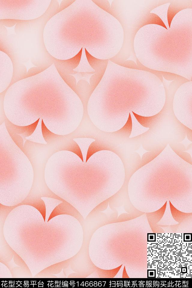 爱心几何肌理数码印花花型下载（图片编号: 1466867） - 瓦栏（Walan）