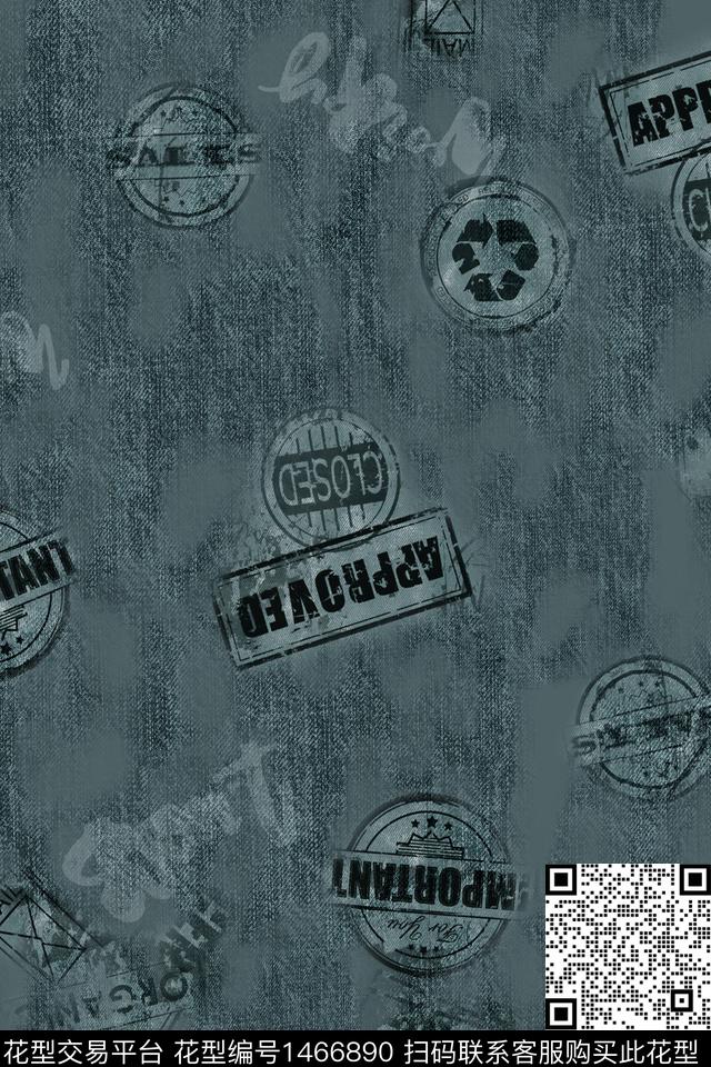 文字男装纹理数码印花花型下载（图片编号: 1466890） - 瓦栏（Walan）