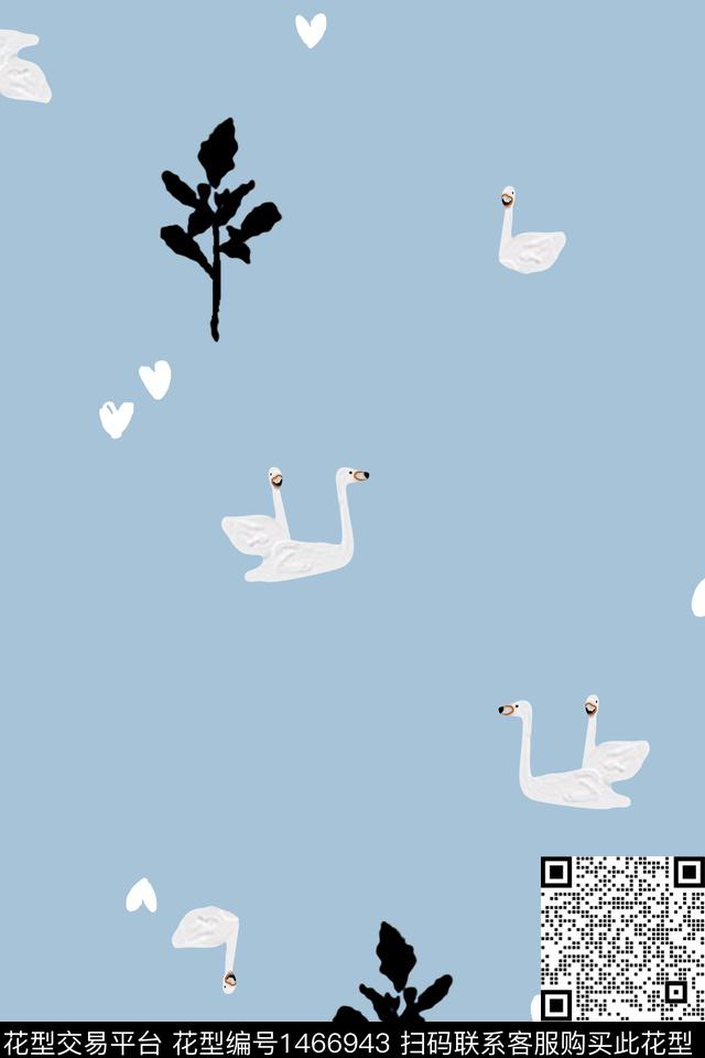 爱心趋势花型小清新数码印花花型下载（图片编号: 1466943） - 瓦栏（Walan）