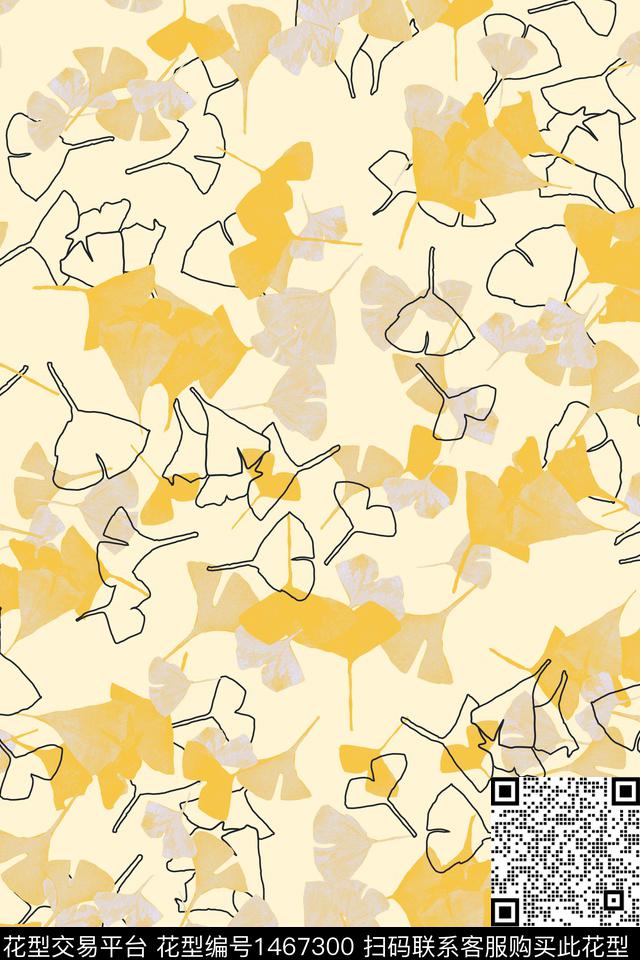 线条趋势花型抽象花卉数码印花花型下载（图片编号: 1467300） - 瓦栏（Walan）