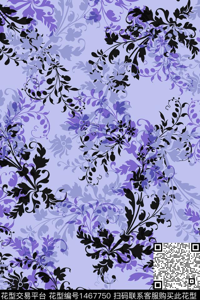 WC01873.jpg - 1467750 - 水彩 传统纹样 年轻女性 - 数码印花花型 － 女装花型设计 － 瓦栏