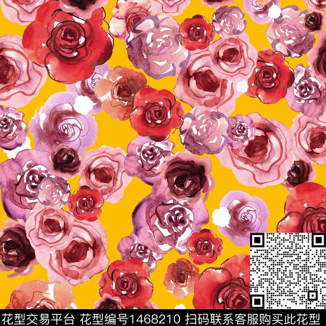 绿植树叶扎染花型花卉数码印花花型下载（图片编号: 1468210） - 瓦栏（Walan）
