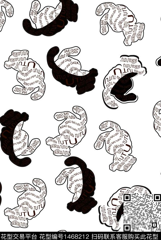 2021-12-13字母小白兔.jpg - 1468212 - 字母 卡通 兔子 - 数码印花花型 － 女装花型设计 － 瓦栏