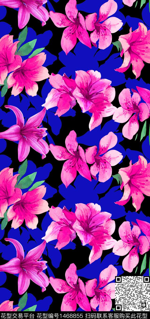 热带花.jpg - 1468855 - 数码花型 女装 花卉 - 数码印花花型 － 女装花型设计 － 瓦栏