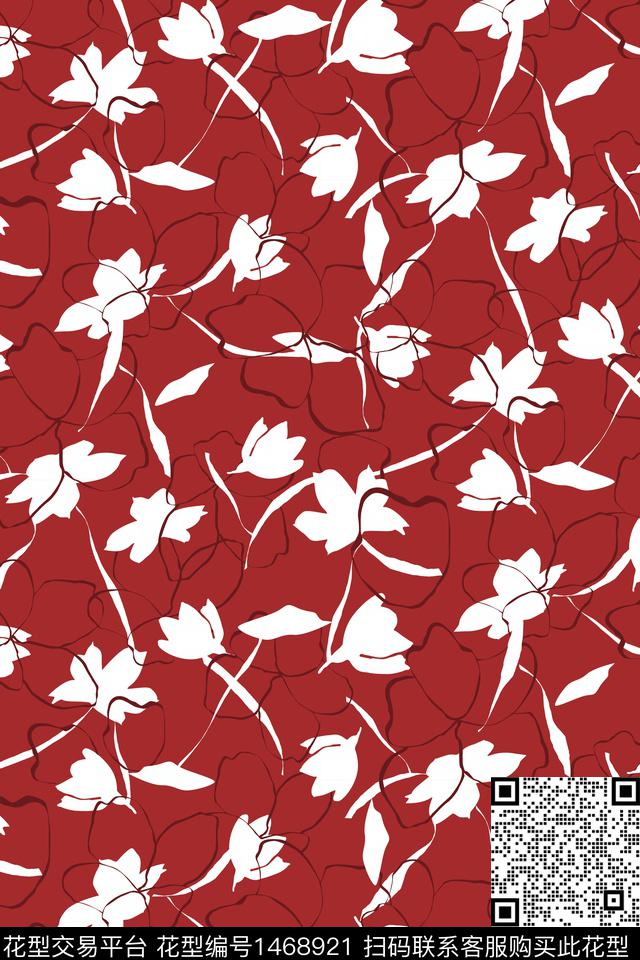 抽象花卉几何数码印花花型下载（图片编号: 1468921） - 瓦栏（Walan）