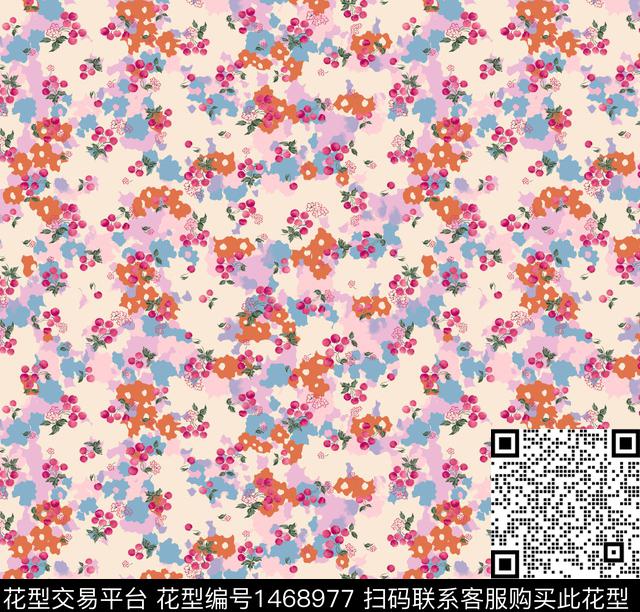 樱桃碎花迷彩.jpg - 1468977 - 水果 樱桃 迷彩 - 数码印花花型 － 女装花型设计 － 瓦栏