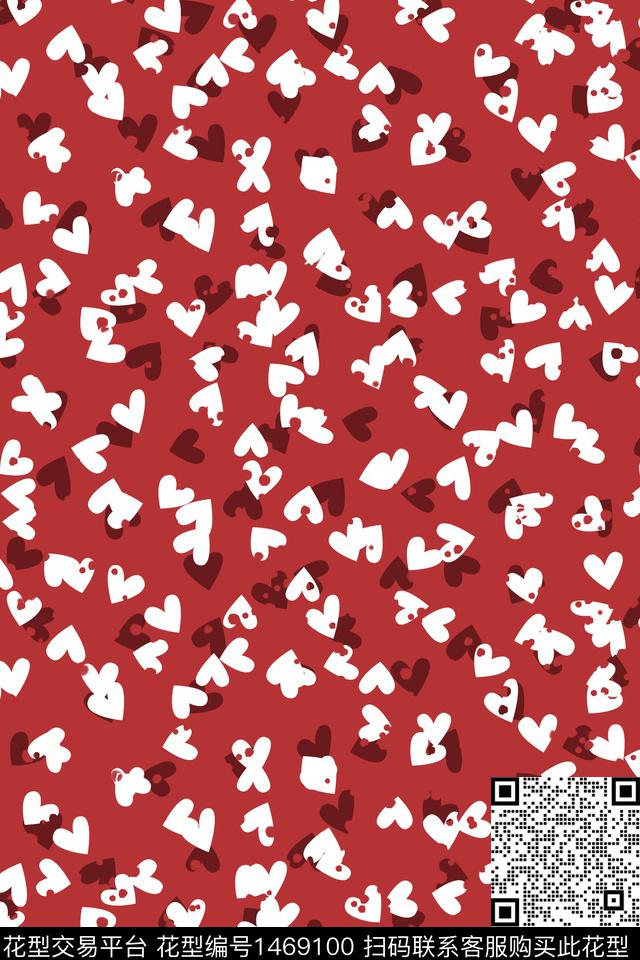 爱心几何简约数码印花花型下载（图片编号: 1469100） - 瓦栏（Walan）