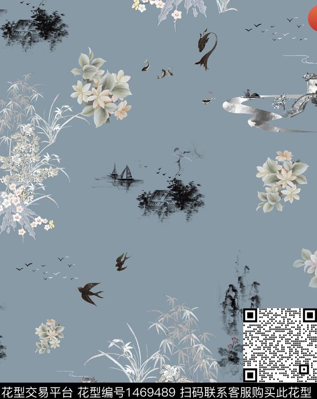 1220-A.jpg - 1469489 - 数码花型 扎染花型 中国 - 数码印花花型 － 女装花型设计 － 瓦栏